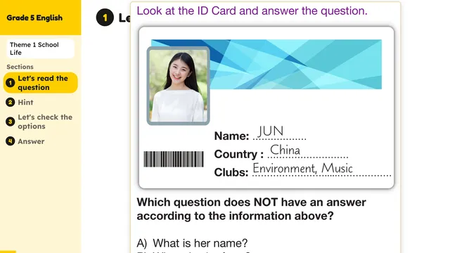 Beyond English 5 Test Book Test 1269143 Soru 1