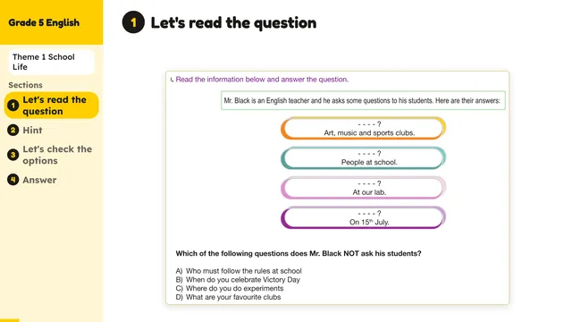 Beyond English 5 Test Book Test 1269143 Soru 10