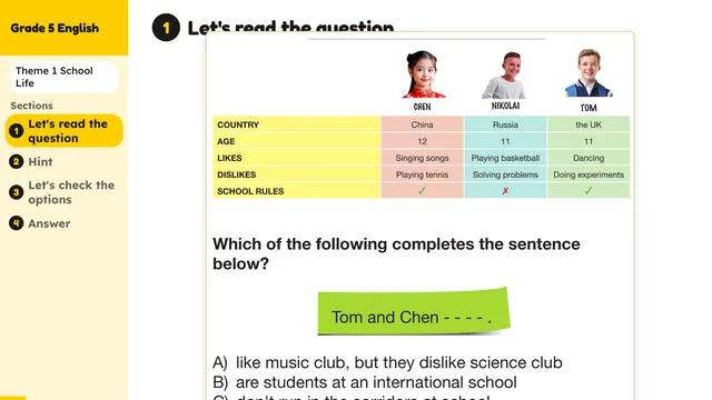 Beyond English 5 Test Book Test 1269144 Soru 9