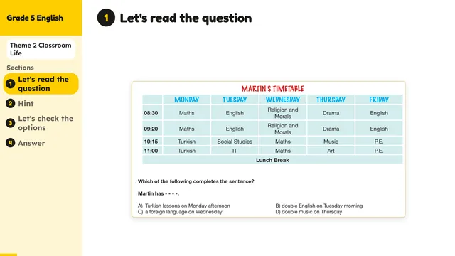 Beyond English 5 Test Book Test 1269148 Soru 10