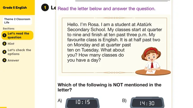 Beyond English 5 Test Book Test 1269148 Soru 3