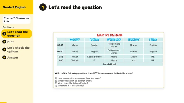 Beyond English 5 Test Book Test 1269148 Soru 9