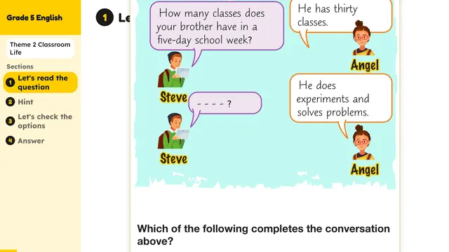 Beyond English 5 Test Book Test 1269149 Soru 6