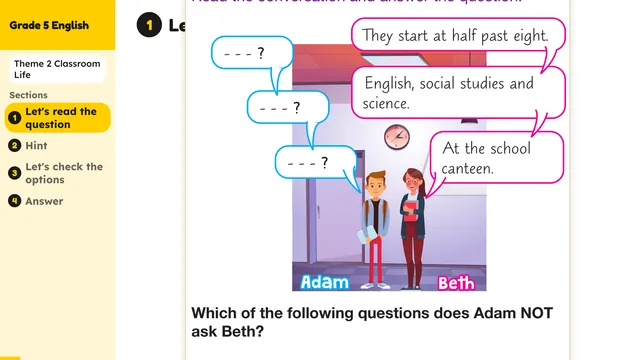 Beyond English 5 Test Book Test 1269151 Soru 1
