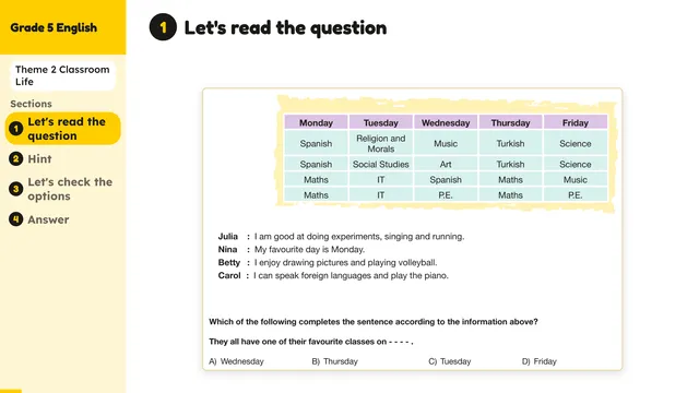 Beyond English 5 Test Book Test 1269152 Soru 4