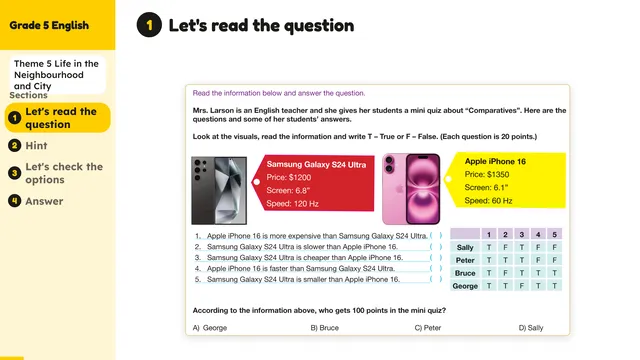 Beyond English 5 Test Book Test 1269168 Soru 1