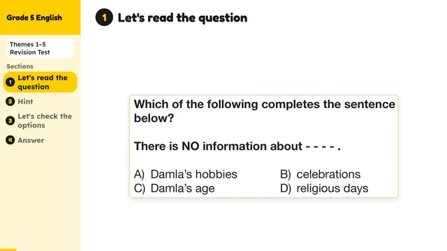 Beyond English 5 Test Book Test 1269170 Soru 9