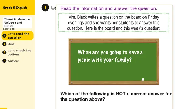 Beyond English 5 Test Book Test 1269186 Soru 1