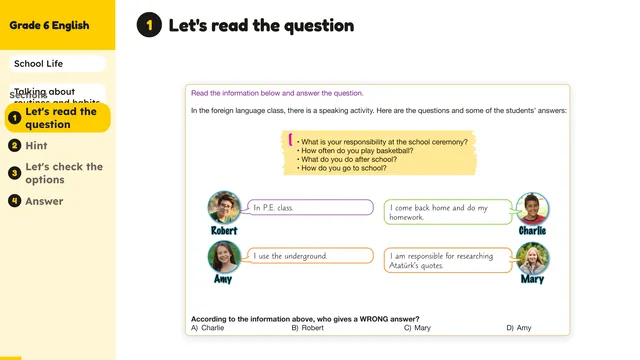 Beyond English 6 Test Book Test 1269200 Soru 1