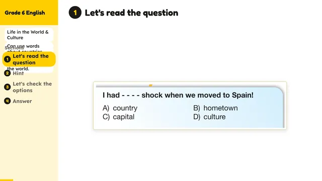Beyond English 6 Test Book Test 1269225 Soru 1