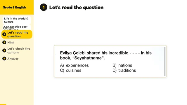 Beyond English 6 Test Book Test 1269225 Soru 6