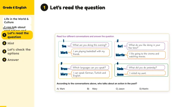 Beyond English 6 Test Book Test 1269227 Soru 4