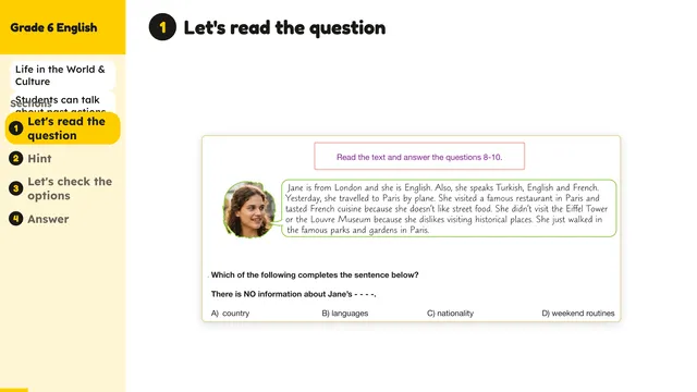 Beyond English 6 Test Book Test 1269228 Soru 10
