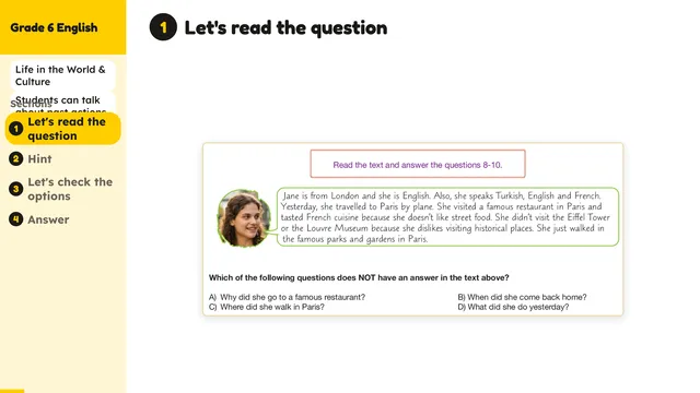 Beyond English 6 Test Book Test 1269228 Soru 8