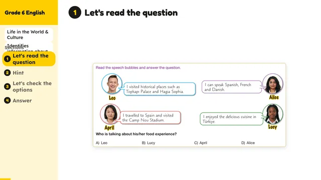 Beyond English 6 Test Book Test 1269229 Soru 1