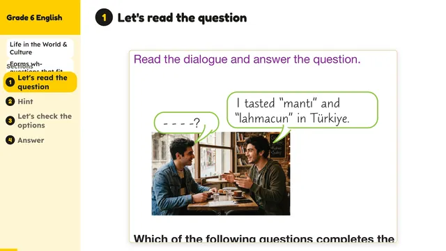 Beyond English 6 Test Book Test 1269229 Soru 3