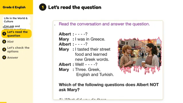 Beyond English 6 Test Book Test 1269229 Soru 7