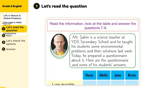 Beyond English 6 Test Book Test 1269232 Soru 7