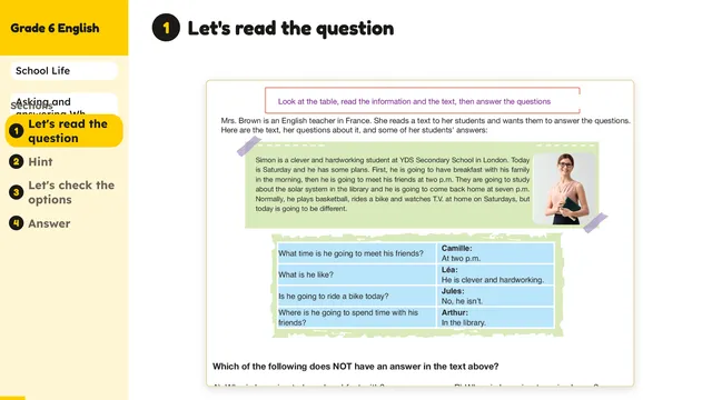 Beyond English 6 Test Book Test 1269240 Soru 6