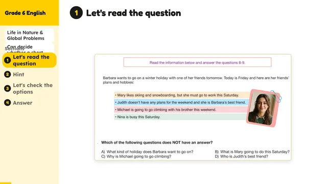 Beyond English 6 Test Book Test 1269241 Soru 9