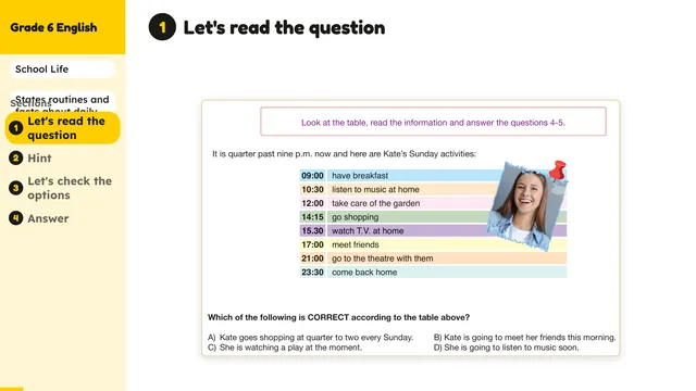 Beyond English 6 Test Book Test 1269242 Soru 4